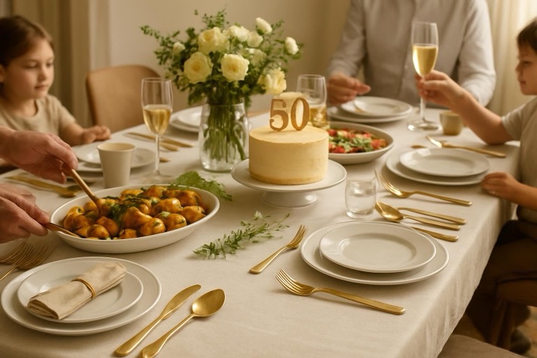 Mesa posta: Bodas de ouro
