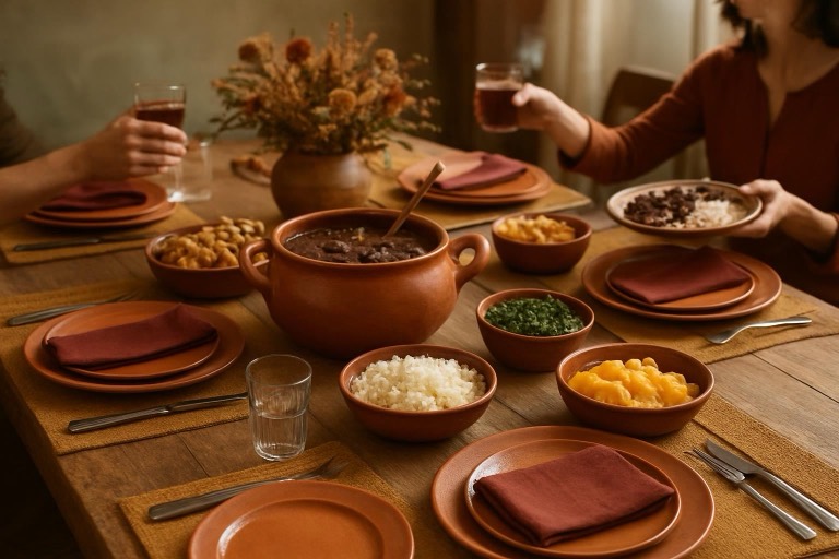 Mesa posta: Feijoada