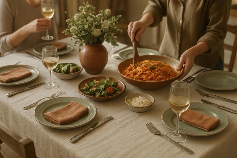 Mesa posta: Jantar italiano