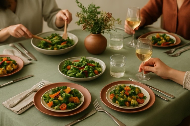 Mesa posta: Jantar vegetariano